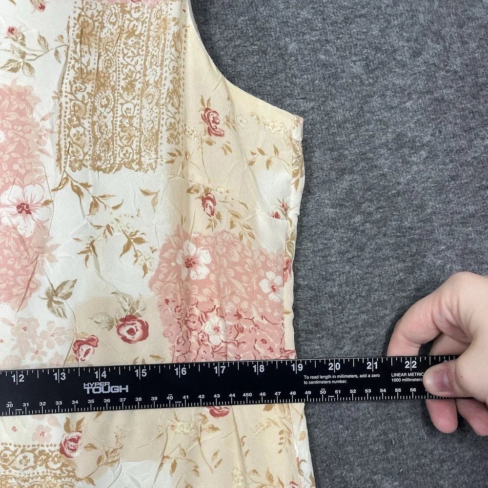 Y2K Maxi Dress Chiffon Sheer Lined Sleeveless Pastel Patchwork Floral Womens XL - Picture 6 of 16